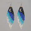 Elegant Handmade Glass Seed Beads Moon Dangle Earrings WJ0050-1-1