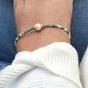 Natural Freshwater Pearl and Dyed Natural Howlite Rice Beaded Stretch Bracelets for Women PF0459-2-2