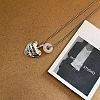 Natural Rose Quartz Rondelle Bead & Alloy Heart Pendant Necklaces for Women WG862D8-01-1