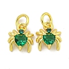 Rack Plating Brass Micro Pave Cubic Zirconia Spider Charms ZIRC-I065-02E-1