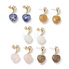 5 Pairs 5 Style Natural & Synthetic Mixed Gemstone Heart Dangle Stud Earrings EJEW-JE05084-1