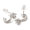 Rhodium Plated Sterling Silver Dangle Stud Earrings EJEW-D106-04P-2