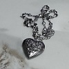 201 Stainless Steel Flower Embossed Heart Locket Pendant Necklaces FS-WG7690C-01-1