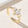 Brass Micro Pave Cubic Zirconia Cuff Open Rings for Women RJEW-L343-14G-04-1