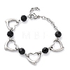 201 Stainless Steel Heart Link Chain Bracelets BJEW-B078-177P-01-2