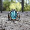 Oval Alloy with Glass Finger Rings FS-WG0E890-04-3