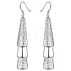 Silver Color Plated Textured Brass Triangle Dangle Earrings EJEW-BB11934-1