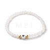 Natural White Jade Round Beads Stretch Bracelet Set BJEW-JB07000-6
