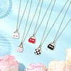 Alloy Enamel Handbag Pendant Brass Cable Chain Necklaces for Women NJEW-JN05273-1