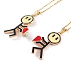 Valentine's Day 2Pcs Alloy Enamel Magnetic Heart Pendant Necklaces LS-NJEW-P305-01G-1