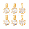 6Pcs 925 Sterling Silver Pave Clear Cubic Zirconia Flat Round Charms STER-PH0004-46G-6