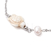 Synthetic Turquoise & Natural Freshwater Pearl Link Anklets AJEW-AN00628-04-3