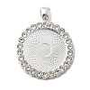 Flat Round Alloy Rhinestone Pendant Cabochon Settings ALRI-T351-01S-1