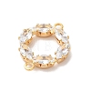 Brass Pave Clear Cubic Zirconia Horse Eye Ring Links Connector Charms X-KK-M294-02G-2