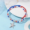 Double Layer Alloy Star Charm Bracelets BJEW-MZ00337-2