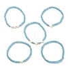5Pcs 5 Style Natural Dyed White Jade & Pearl & Shell Star Beaded Stretch Bracelets Set BJEW-JB09495-05-1