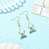 Paua Shell Dangle Earrings EJEW-JE07178-1
