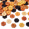 90Pcs 6 Colors 2-Hole Wood Flower Buttons BUTT-TA0001-40D-3