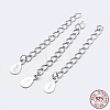 925 Sterling Silver End with Extender Chains and Teardrop Charms STER-F036-26S-40mm-3