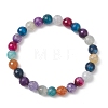 Dyed & Heated Natural Dragon Veins Agate Beads Stretch Bracelets for Women BJEW-JB13102-2