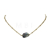 Natural Abalone Shell/Paua Shell Nuggets Pendant 304 Stainless Steel Satellite Chain Necklaces for Women NJEW-JN06092-3