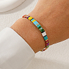 Boho Rainbow Glass Tile Tube Beaded Stretch Bracelets for Women MR7920-5