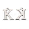 Tarnish Resistant 304 Stainless Steel Alphabet Charms STAS-H122-K-P-1