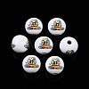 Easter Theme Printed Wooden Beads WOOD-D006-02-3