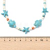 3Pcs 3 Styles Ocean Dyed Synthetic Ocean White Jade & Shell Pearl & Synthetic Turquoise Starfish Turtle Beaded Necklaces NJEW-JN06276-5