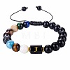 10MM Natural Black Obsidian Alphabet Beaded Braided Bracelets TO2319-10-1