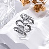 Wave 304 Stainless Steel Finger Rings for Women RJEW-F174-06P-4