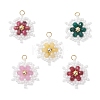 Copper Wired Natural Dyed Malaysia Jade Faceted Flower Pendants PALLOY-MZ01199-1