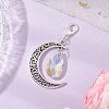 Alloy Moon & Glass Pendant Decorations HJEW-JM02689-02-1