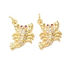 Brass Micro Pave Camellia Cubic Zirconia Pendants CU-E003-18G-25-1