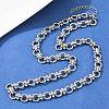 8MM 304 Stainless Steel Textured Ring Link Chain Necklaces NJEW-Z105-04P-01-2