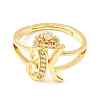Clear Cubic Zirconia Initial Letter with Crown Adjustable Ring RJEW-M139-17K-2