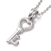 304 Stainless Steel Heart Skeleton Key Pendant Necklace for Women STAS-E154-16P-1
