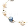 Natural Lapis Lazuli & Pearl Beaded Bracelet BJEW-JB08293-05-4
