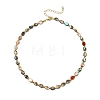 Natural Paua Shell Oval Beaded Necklaces with Brass End Chains for Men Women NJEW-JN06043-2