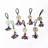 Natural Raw Mixed Stone & Mixed Stone Chips Tassel Pendant Decorations HJEW-P014-01G-1