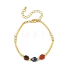 Natural Mixed Stone Star Cut Round and Brass Tube Beaded Bracelets for Women BJEW-JB14439-4