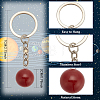 6Pcs 6 Styles Round Natural & Synthetic Gemstone Pendant Keychain KEYC-DR0001-02-2