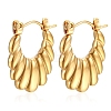 Vintage Retro Stainless Steel Shrimp-textured Oval Hoop Earrings for Women PW-WGBCD6B-01-1