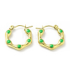 Ion Plating(IP) 304 Stainless Steel Hexagon Hoop Earrings with Enamel for Women EJEW-G293-17A-G-1