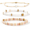3Pcs 3 Styles Bohemian Glass Seed Beads Adjustable Bracelets & Stretch Bracelets Set for Women VZ8961-1-5