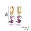 Alloy with Natural Amethyst Hoop Earrings WGDF26A-01-1