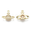 Brass Micro Pave Clear Cubic Zirconia Charms KK-S348-554-NF-2