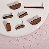 8 Pairs 4 Style Oval & Arch & Half Round Walnut Wood Stud Earring Findings MAK-CA0001-16-3