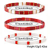 Handmade Red and White Glass Beaded Stretch Tile Bracelet Sets MA5695-4