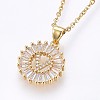 Brass Micro Pave Cubic Zirconia Initial Pendant Necklaces NJEW-H486-30G-V-1